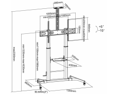 HP104L, Standfuß für LCD TV, für Bildschirme 60" - 100" (152 - 254 cm), Belastung bis 100 kg, einfache Höhenverstellung