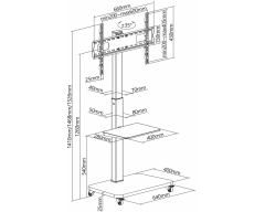 HP108WL weiß, Standfuß für Flachbildschirme, für Bildschirme 37" - 75" (94 - 190 cm), Belastung bis 40 kg