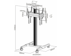 HP112L, Standfuß für 2 LCD Bildschirme, für Bildschirme 37" - 70" (94 - 178 cm), Belastung bis 60 kg pro Bildschirm