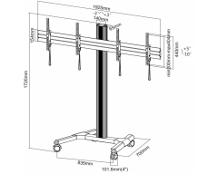 HP113L, Standfuß für 2 LCD Bildschirme, für Bildschirme 40" - 55" (102 - 140 cm), Belastung bis 50 kg pro Bildschirm