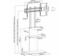 HP120L, Bodenständer für Flachbildschirme, für Bildschirme 37" - 70" (94-178 cm), Belastung bis 40 kg, PVC-Furnier / schwarz