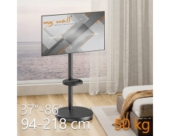HP91L, TV Ständer mit Rollen, 37 - 86 Zoll (94 - 218 cm), bis 50 kg, neigbar, Bildschirm drehbar, höhenverstellbar