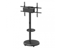 HP91L, TV Ständer mit Rollen, 37 - 86 Zoll (94 - 218 cm), bis 50 kg, neigbar, Bildschirm drehbar, höhenverstellbar