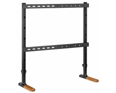 HT26L, Universal Standfuß für Flachbildschirme, für Bildschirme 49"-75" (124-190 cm), Belastung bis 40 kg, schwarz & Holzdesi