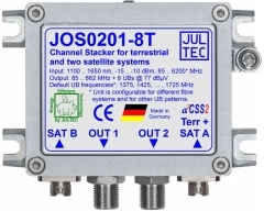 JOS0201-8T, Einkabelumsetzer für 2 Satelliten und Terrestrik,2x Glasfasereingang FC/PC8x Receiver im Einkabelmodus/CSS a²CSS2-Te