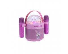 AKAI JoyBox Kids, Karaoke Lautsprecher Set für Kinder mit 2 kabellosen Mikrofonen, Bluetooth 6.0, RGB LED
