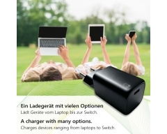 MQ6L, GaN Schnellladegerät 65 W, 1x USB C, Eingang: 100–240 V, Ausgang: 1x USB C  5 V - 20 V, PPS &  AVS Unterstützung