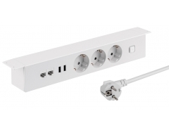 NV64L, 3-fach Schutzkontakt-Steckdosen-Leiste, mit 2 USB Ladebuchsen und 2 Ethernet-Ports, 1,8 m