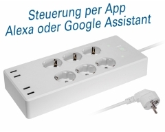 NW11L, Smarte 6-fach Schutzkontakt-Steckdosen-Leiste mit 4 USB-Ladebuchsen (max. 5V /4A)