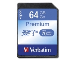 SDXC-Card 64GB, Premium, Class 10, U1, UHS-I, (R) 90MB/s, (W) 10MB/s, Retail-Blister