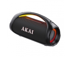 AKAI WaveStormer, tragbarer Bluetooth Lautsprecher IPX6 wasserdicht, 110W RMS, Bluetooth 5.3, Akku, LED Lichteffekt