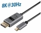 C522-1L, 1,0m DisplayPort Kabel, USB Typ C Stecker auf DisplayPort Stecker, DisplayPort Version 1.4, 8k@30Hz, Plug & Play