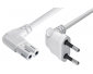 N8-3WL ,Winkel-Eurostecker - Winkel Doppelnutkupplung  3,0 m Super platzsparend!  H03VVH2-F, 2x 0,75 mm²,  weiß
